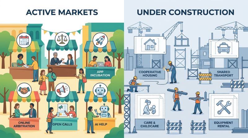 Active Markets (left) vs Markets under construction (right)